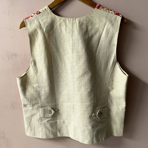 Vintage Talbots Petites Grandma Tan Floral Vest Size PL GUC - Picture 12 of 13